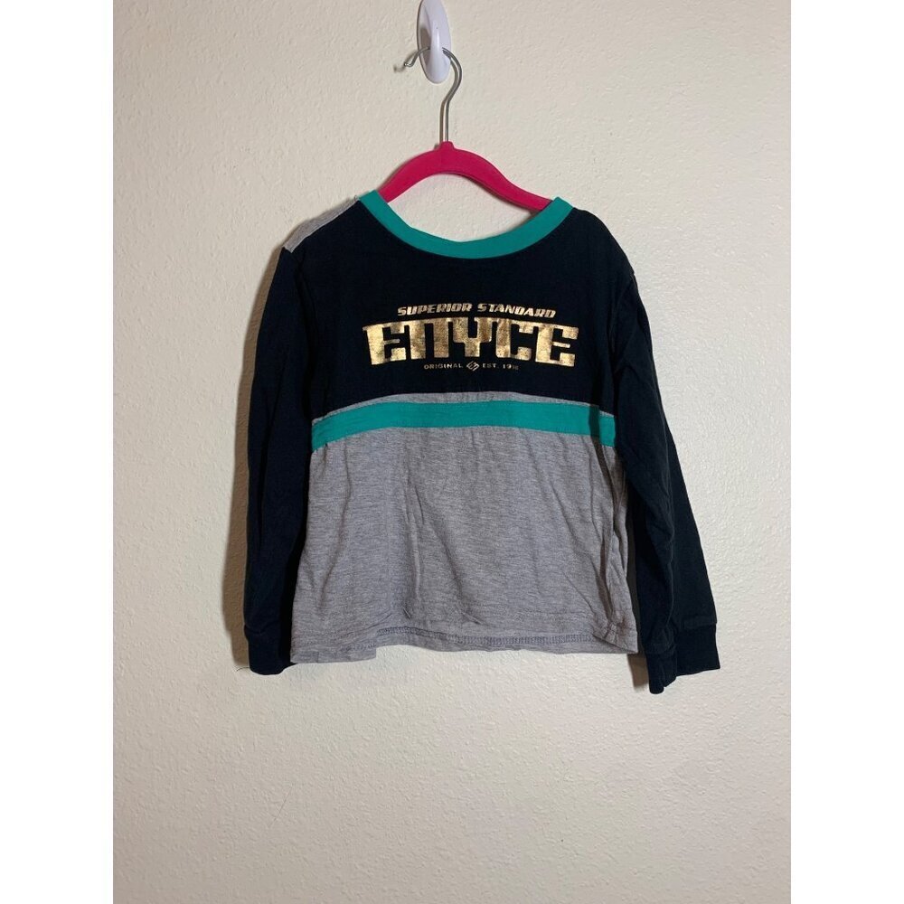 ENYCE Metallic Logo Long Sleeve T-Shirt Casual Gray Boys Size 4
